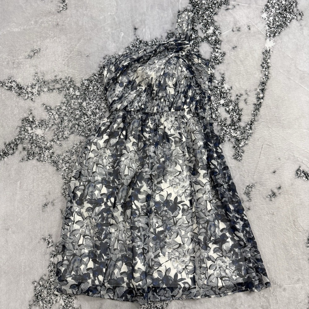 J Crew Collection Silk One Shoulder Dress Size 4 Floral Chiffon Cocktail Wedding